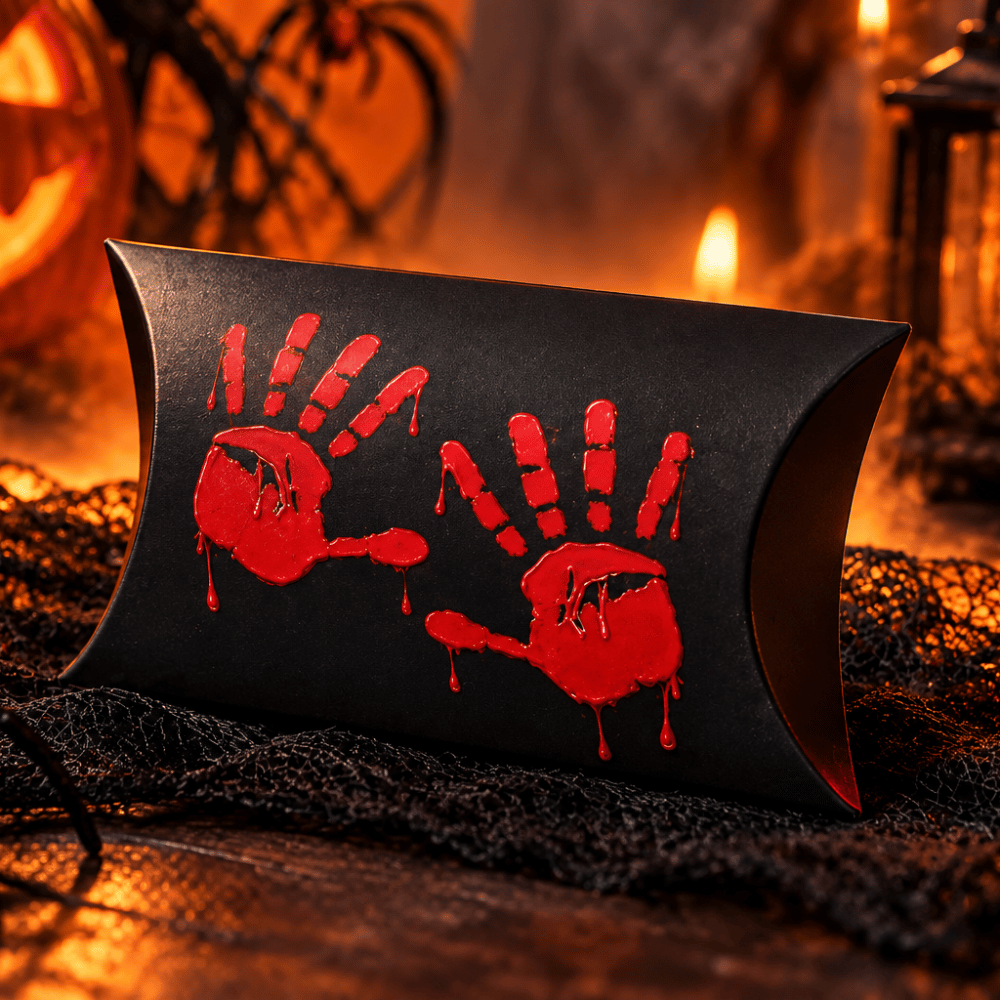 Caught Red-Handed &ndash; Bloody Handprint Pillow Box with Scary Treats