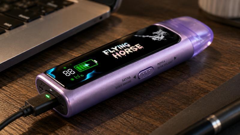 Charging a Flying Horse Mirage 3-in-1 vape with a USB-C cable