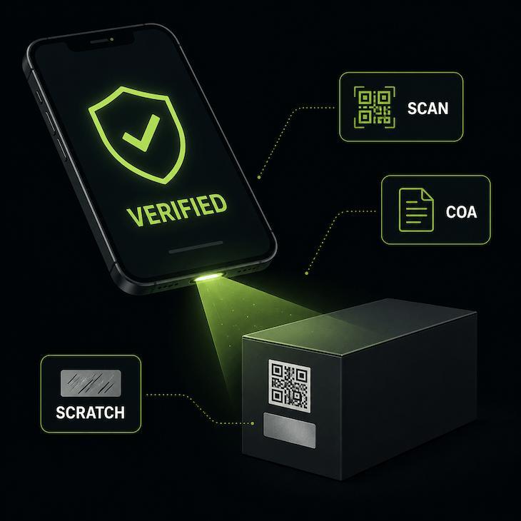 Scanning a Muha Meds Gen 3 verification code with the Muha Members app