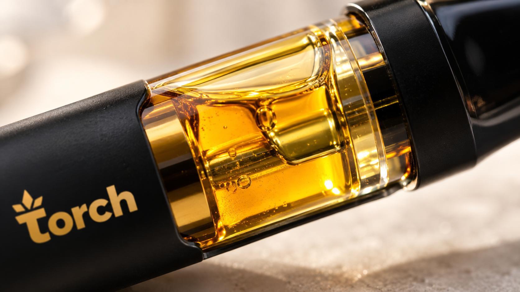 Live resin oil inside a Torch THCA and THCP disposable vape