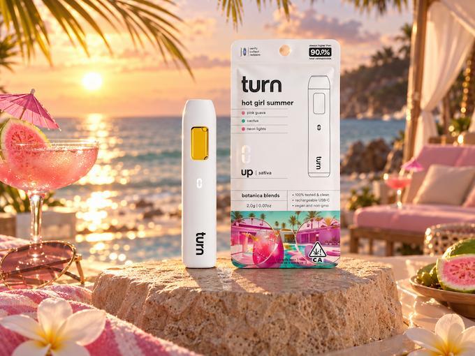 Turn Botanica vape with a tropical background